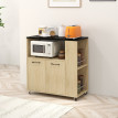 Desserte Lindenthal Rangement Cuisine Mobile Bicolore Noir Chêne Clair 75x40x80cm
