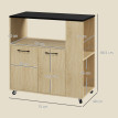 Desserte Lindenthal Rangement Cuisine Mobile Bicolore Noir Chêne Clair 75x40x80cm