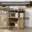 Desserte Lindenthal Rangement Cuisine Mobile Bicolore Noir Chêne Clair 75x40x80cm