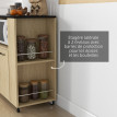 Desserte Lindenthal Rangement Cuisine Mobile Bicolore Noir Chêne Clair 75x40x80cm