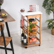 Desserte Salvatore Chariot Cuisine Roulant Rangement Bois Blanc Marron 83 cm
