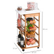 Desserte Salvatore Chariot Cuisine Roulant Rangement Bois Blanc Marron 83 cm
