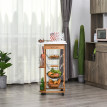 Desserte Salvatore Chariot Cuisine Roulant Rangement Bois Blanc Marron 83 cm