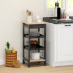 Desserte Lucrezia Cuisine Mobile Rangement Plateaux Amovibles Noir Chêne Clair