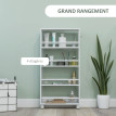 Desserte Valpurga Rangement Mobile 4 Étagères Blanc Cuisine Salle de Bain