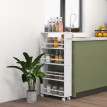 Desserte Valpurga Rangement Mobile 4 Étagères Blanc Cuisine Salle de Bain