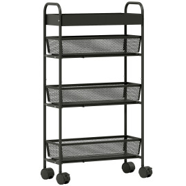 Desserte Emmeline mobile 3 paniers coulissants rangement cuisine noir
