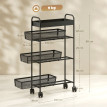 Desserte Emmeline mobile 3 paniers coulissants rangement cuisine noir