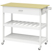 Desserte Samaniego Chariot Cuisine Mobile Rangement Bois Blanc 108x51x92cm