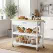Desserte Samaniego Chariot Cuisine Mobile Rangement Bois Blanc 108x51x92cm
