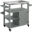 Desserte Péronelle Chariot Barbecue Bois Massif Acier Inox Gris 107x49x92cm