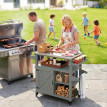 Desserte Péronelle Chariot Barbecue Bois Massif Acier Inox Gris 107x49x92cm