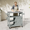 Desserte Péronelle Chariot Barbecue Bois Massif Acier Inox Gris 107x49x92cm
