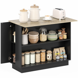 Desserte Îlot Cuisine Zennora Rangement Modulable Effet Bois Noir 105x60 cm