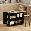 Desserte Îlot Cuisine Zennora Rangement Modulable Effet Bois Noir 105x60 cm