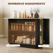 Desserte Îlot Cuisine Zennora Rangement Modulable Effet Bois Noir 105x60 cm