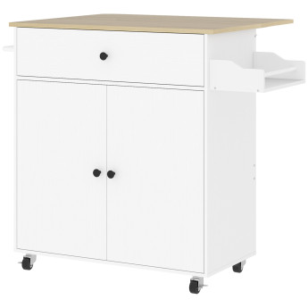 Desserte Irmgard Îlot Cuisine Mobile Rangement Épices Blanc Bois 106x42x87cm