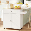 Desserte Irmgard Îlot Cuisine Mobile Rangement Épices Blanc Bois 106x42x87cm