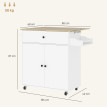 Desserte Irmgard Îlot Cuisine Mobile Rangement Épices Blanc Bois 106x42x87cm
