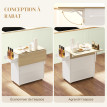 Desserte Irmgard Îlot Cuisine Mobile Rangement Épices Blanc Bois 106x42x87cm