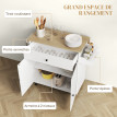 Desserte Irmgard Îlot Cuisine Mobile Rangement Épices Blanc Bois 106x42x87cm