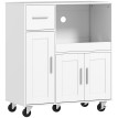 Desserte mobile Vocca rangement cuisine extensible tiroirs portes blanc