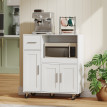 Desserte mobile Vocca rangement cuisine extensible tiroirs portes blanc