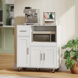 Desserte mobile Vocca rangement cuisine extensible tiroirs portes blanc