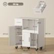 Desserte mobile Vocca rangement cuisine extensible tiroirs portes blanc