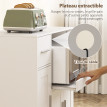 Desserte mobile Vocca rangement cuisine extensible tiroirs portes blanc