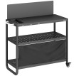 Desserte Jardin Gualtiero Mobile Noir Organisation Barbecue Cuisine Extérieur
