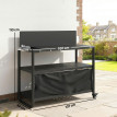 Desserte Jardin Gualtiero Mobile Noir Organisation Barbecue Cuisine Extérieur