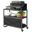 Desserte Jardin Gualtiero Mobile Noir Organisation Barbecue Cuisine Extérieur