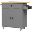 Îlot Cuisine Theoderich Mobile Rangement Épices Gris Effet Bois 106x42x87cm