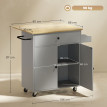 Îlot Cuisine Theoderich Mobile Rangement Épices Gris Effet Bois 106x42x87cm