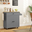 Îlot Cuisine Theoderich Mobile Rangement Épices Gris Effet Bois 106x42x87cm