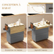 Îlot Cuisine Theoderich Mobile Rangement Épices Gris Effet Bois 106x42x87cm