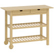 Desserte Damiano Chariot Cuisine Bambou Naturel 2 Roulettes Rangement Pratique
