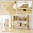 Desserte Damiano Chariot Cuisine Bambou Naturel 2 Roulettes Rangement Pratique