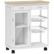Desserte Ailsa Chariot Cuisine Bambou Rangement Mobile Blanc