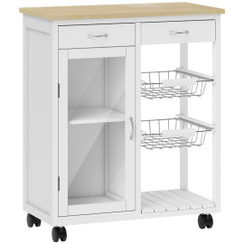 Desserte Ailsa Chariot Cuisine Bambou Rangement Mobile Blanc
