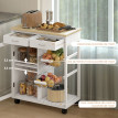 Desserte Ailsa Chariot Cuisine Bambou Rangement Mobile Blanc