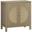 Buffet Arnaldo Style Bohème Rotin Effet Bois Naturel Taupe Rangement Élégant 75 cm