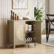 Buffet Arnaldo Style Bohème Rotin Effet Bois Naturel Taupe Rangement Élégant 75 cm