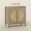 Buffet Arnaldo Style Bohème Rotin Effet Bois Naturel Taupe Rangement Élégant 75 cm