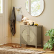 Buffet Arnaldo Style Bohème Rotin Effet Bois Naturel Taupe Rangement Élégant 75 cm