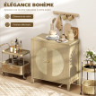 Buffet Arnaldo Style Bohème Rotin Effet Bois Naturel Taupe Rangement Élégant 75 cm