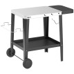 Desserte Rézeval Barbecue Extérieur Mobile Noir Étagère Pliable Acier Inoxydable