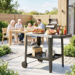 Desserte Rézeval Barbecue Extérieur Mobile Noir Étagère Pliable Acier Inoxydable