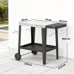 Desserte Rézeval Barbecue Extérieur Mobile Noir Étagère Pliable Acier Inoxydable